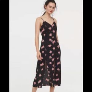 Midi Length Black with Rose detail H&M Dress